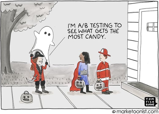 I'm A/B Testing to see which gets me the most candy Halloween cartoon